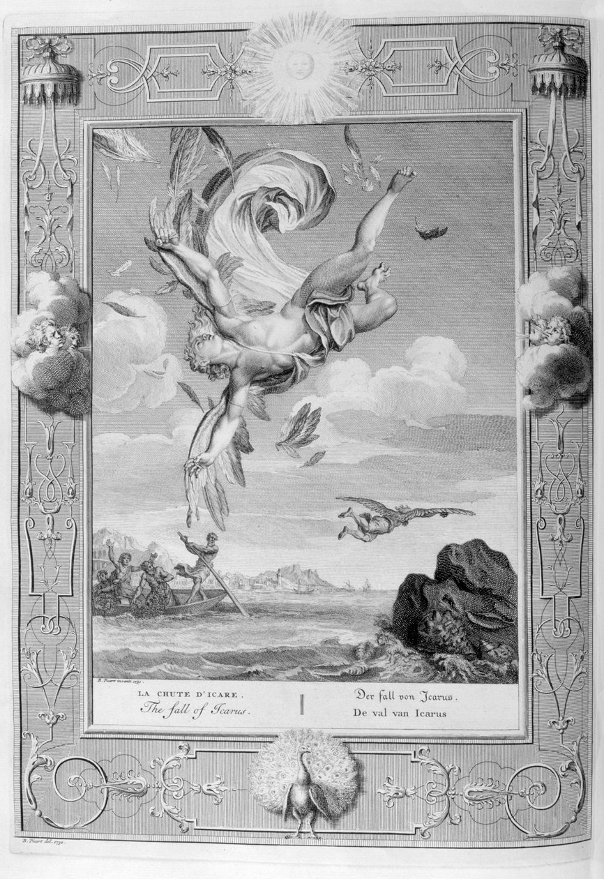 Upadek Ikara, 1733 autorstwa Bernard Picart