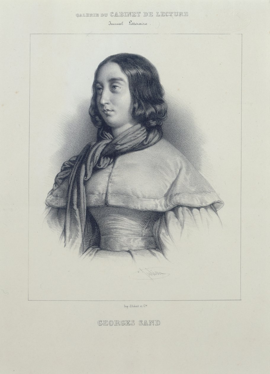 Portret George Sand. autorstwa Bernard Romain Julien