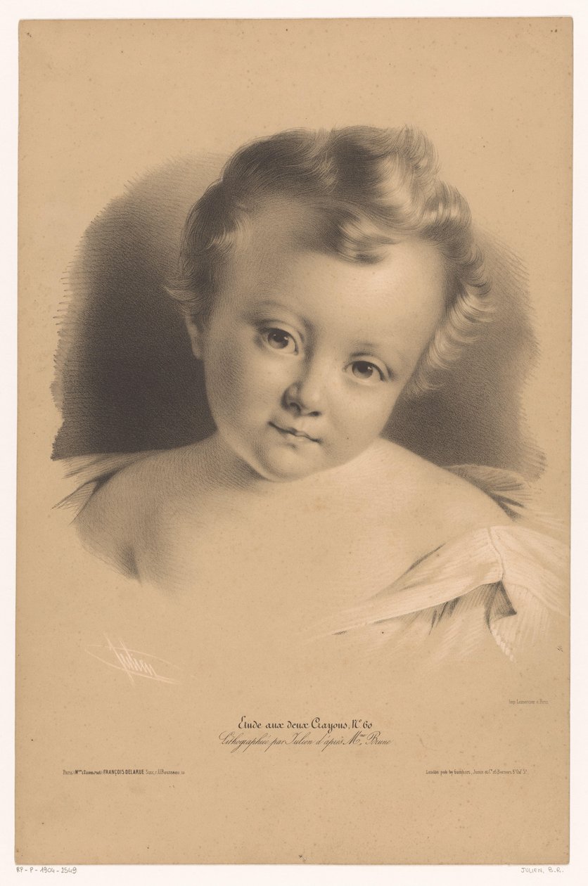 Portret malucha Studia w dwóch rodzajach kredy (tytuł serii) Kredki Etude aux deux (tytuł serii na obiekcie) autorstwa Bernard Romain Julien