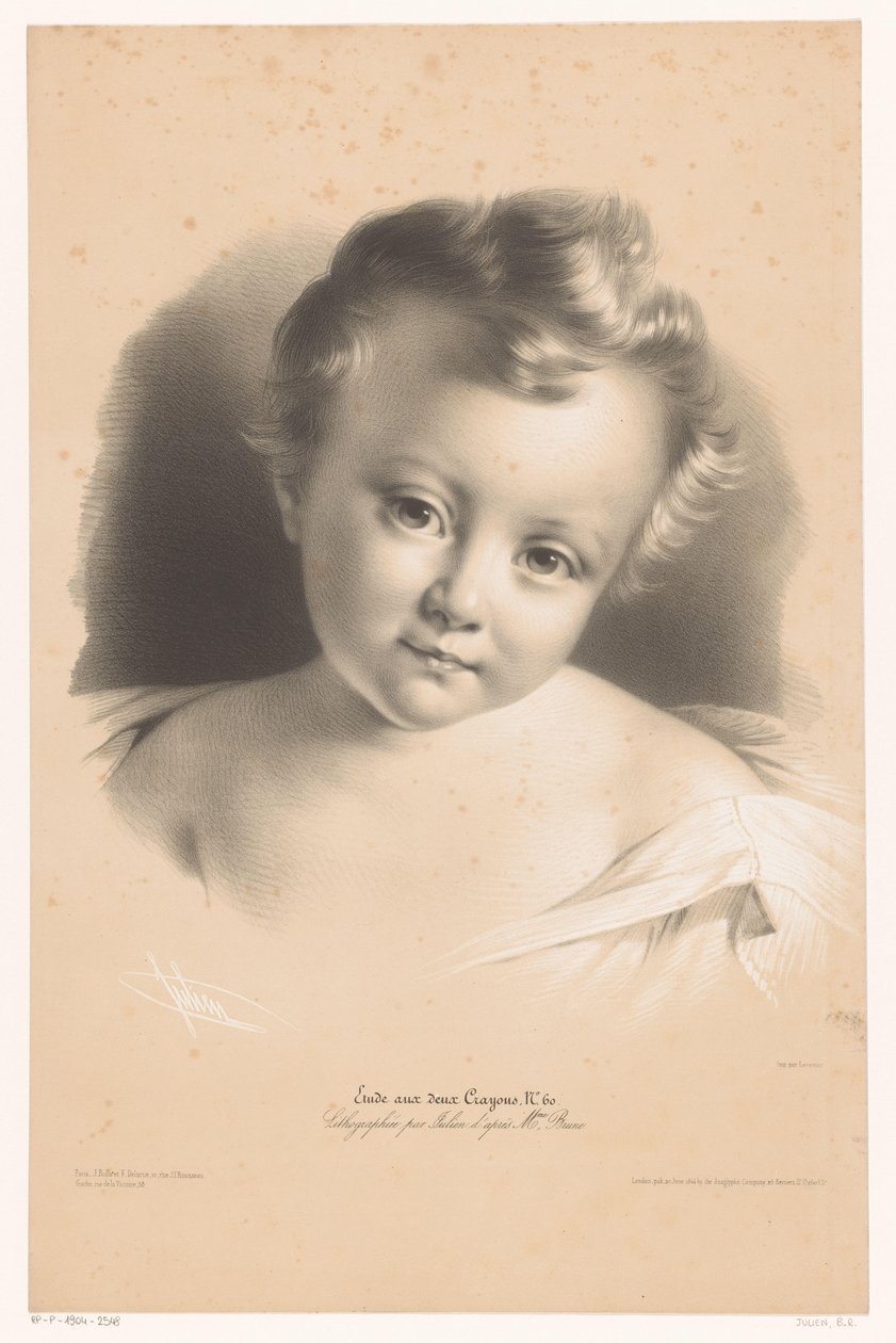 Portret malucha Studia w dwóch rodzajach kredy (tytuł serii) Kredki Etude aux deux (tytuł serii na obiekcie) autorstwa Bernard Romain Julien