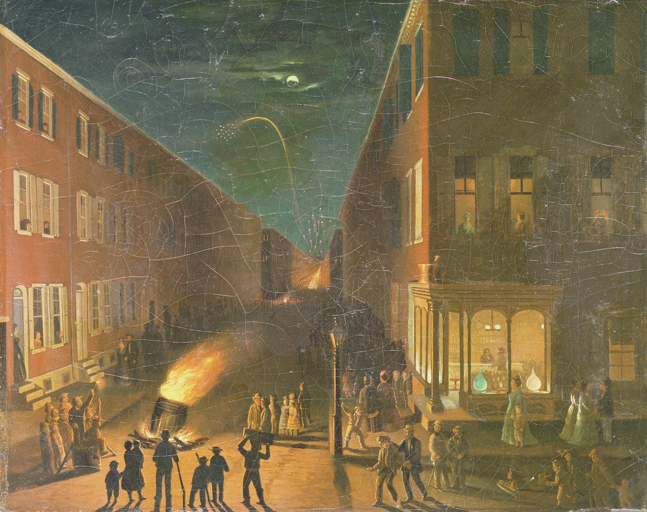 Nocne ognisko wyborcze, 1864 r autorstwa Bernard Uhle