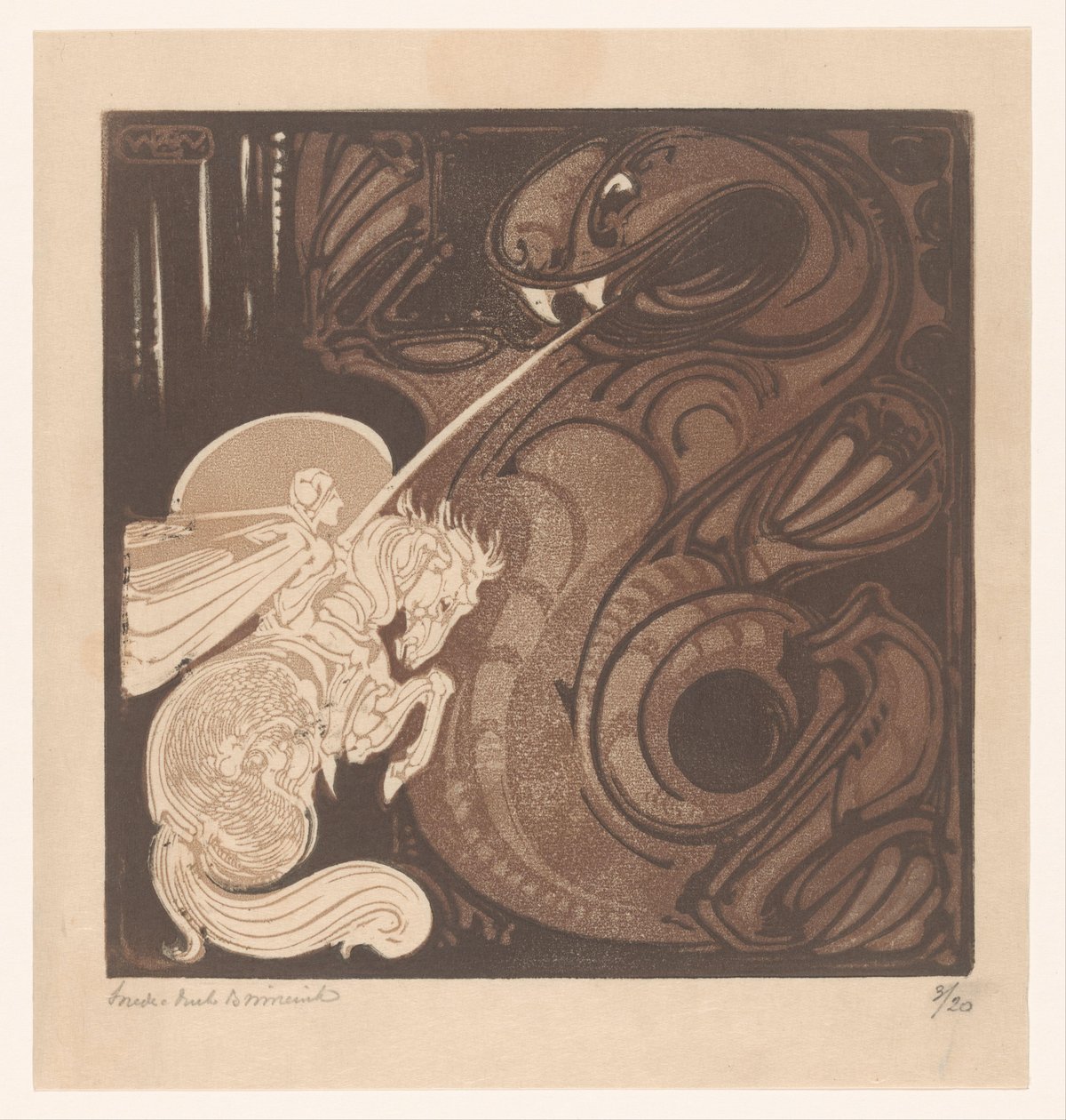 Św. Joris (tytuł oryginalny) autorstwa Bernard Willem Wierink (signed by artist)