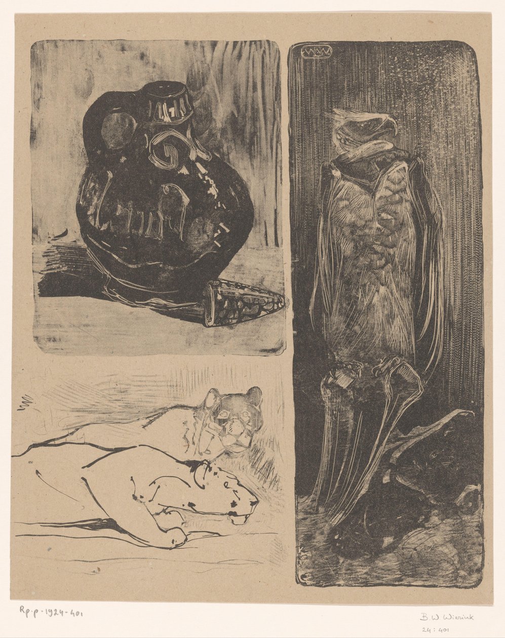 Wazon, lwice i sęp autorstwa Bernard Willem Wierink