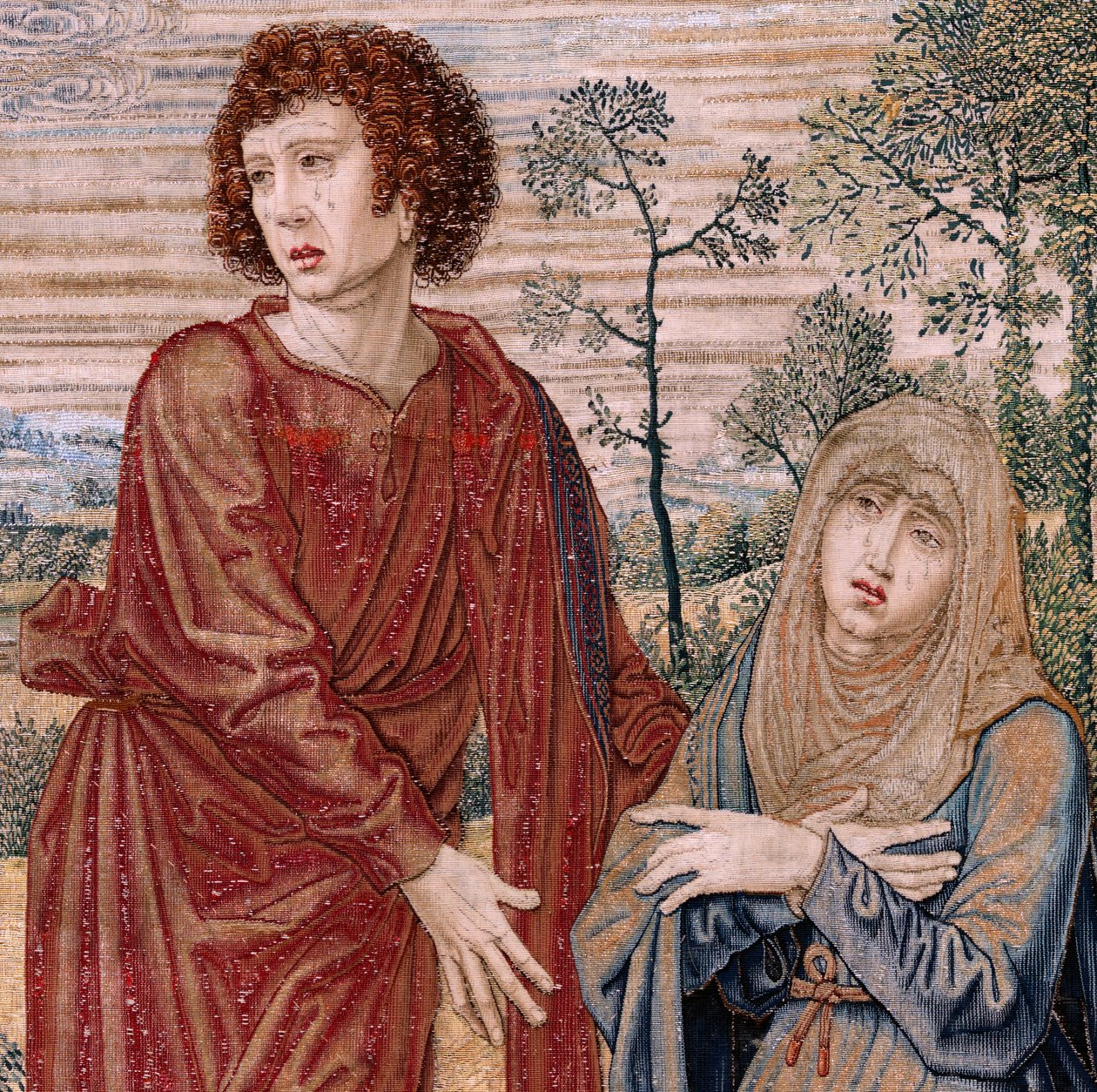 Flamandzki gobelin. Seria Dais Karola V (Baldachin Małgorzaty Austrii). Chrystus Miłosierdzia (Cristo de la Misericordia). Panel gobelinowy za podium. Model Bernard van Orley (1491-1542). Manufaktura Pieter de Pannemaker, Bruksela. 1518-1524. Tkanina G autorstwa Bernard van Orley