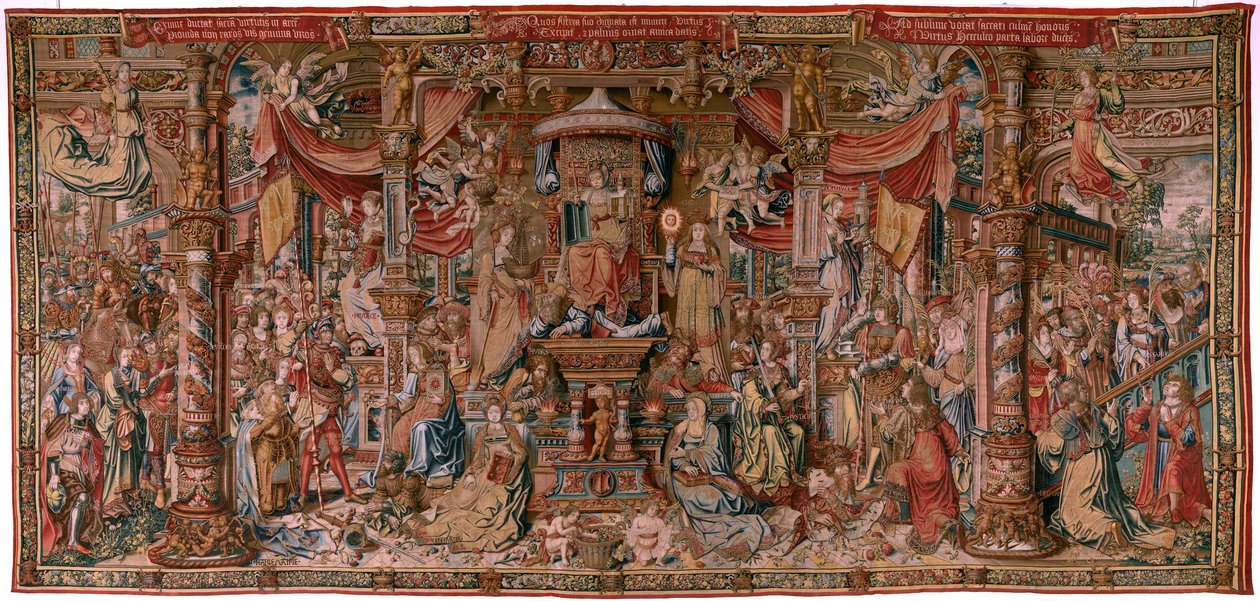 Flemish tapestry. Series The Honours. Faith (La Fe). First tapestry in the series. Model Cartoonists from the circle of Bernard van Orley and Jan Gossaert (Mabuse). Manufacture Pieter van Aelst, Brussels. Ca 1550. Fabric Gold, silver, silk and wool.   1317 autorstwa Bernard van Orley