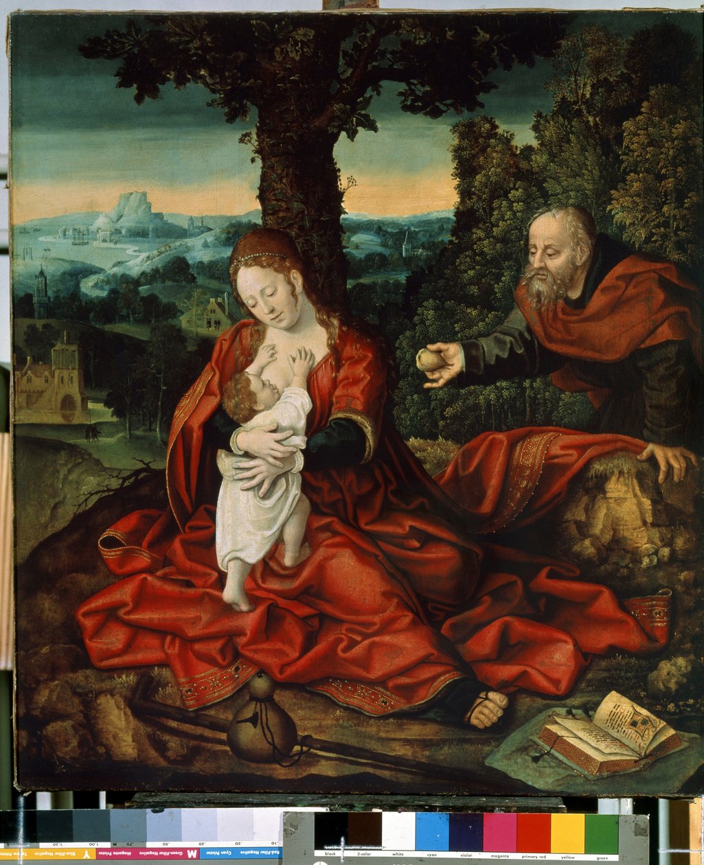 „Le repos durant la fuite en Egypt” (Odpoczynek w ucieczce do Egiptu) Peinture de Bernard van Orley (Barend, Barent, Bernaert van Brussel autorstwa Bernard van Orley