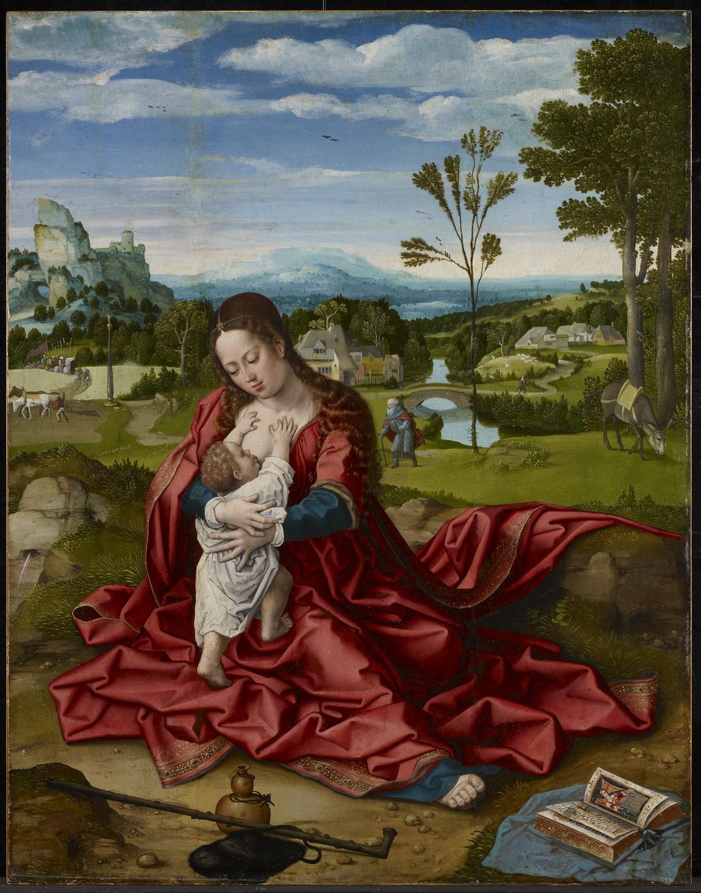 Spoczywaj w locie do Egiptu, ok. 1518 (olej i zaprawa na panelu) autorstwa Bernard van Orley