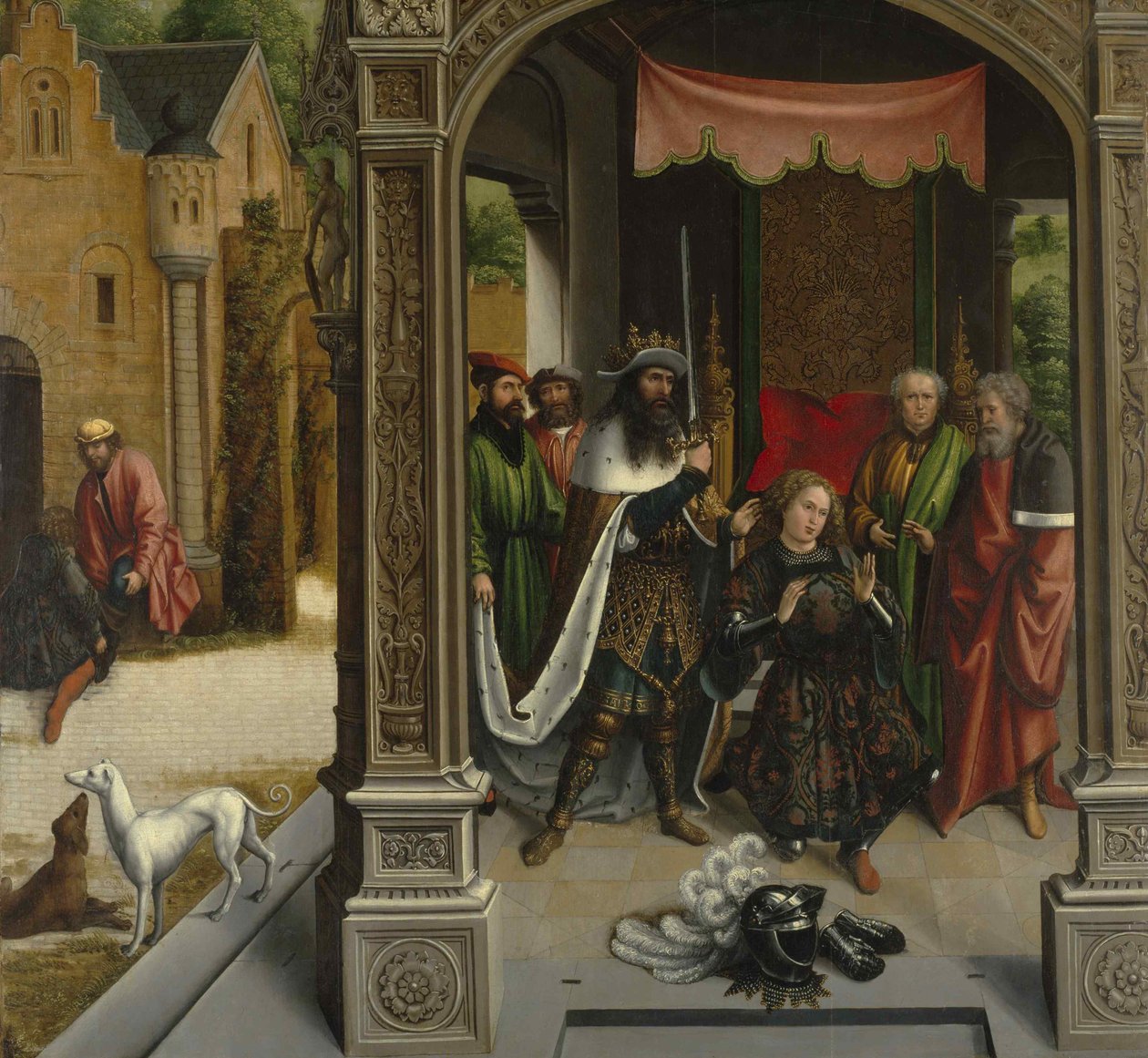 Nadanie szlachcie św. Marcina przez cesarza Konstantyna, ok. 1514 r. autorstwa Bernard van Orley