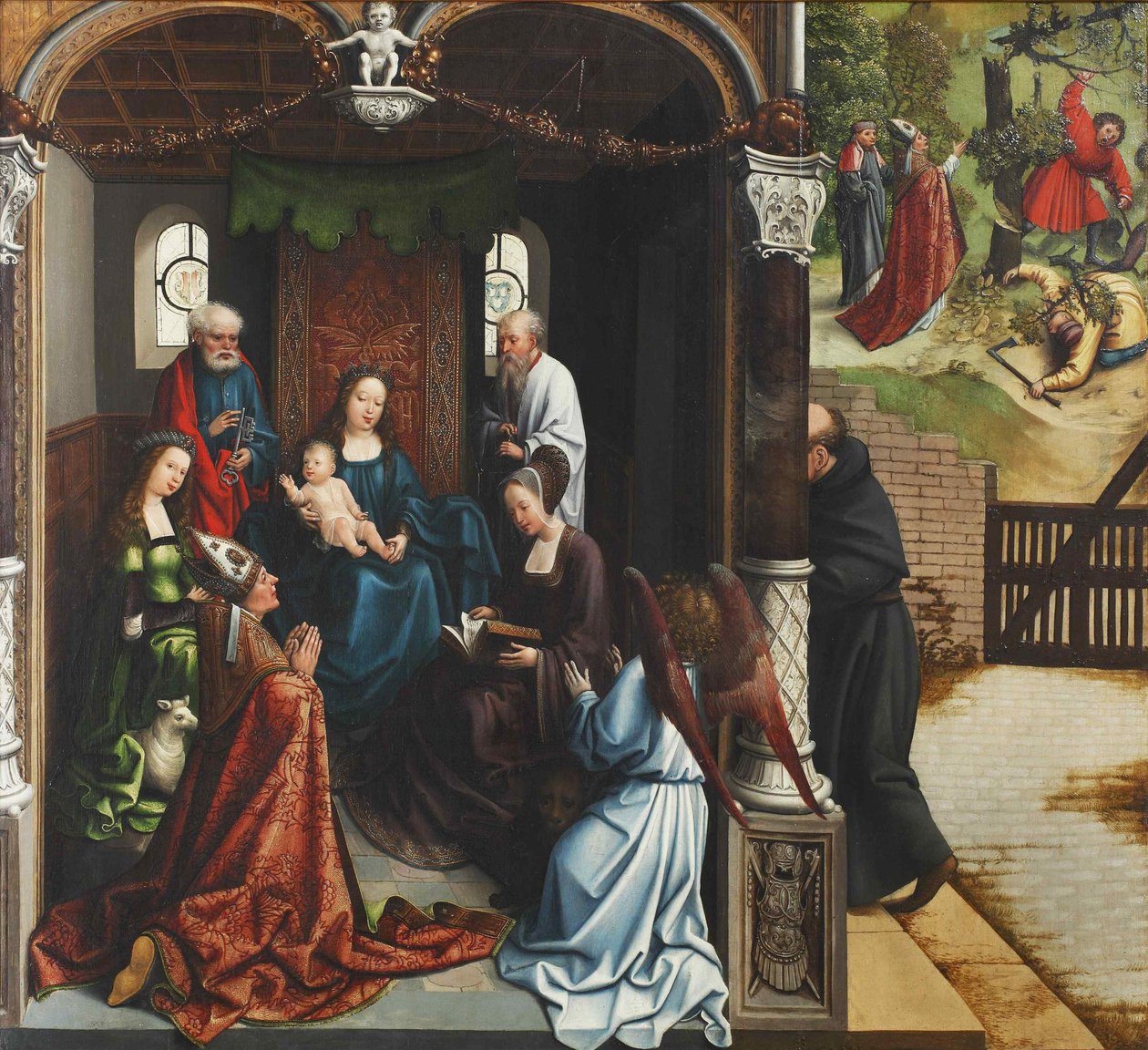 Dziewica z Dzieciątkiem adorowana przez św. Marcina, 1514. autorstwa Bernard van Orley