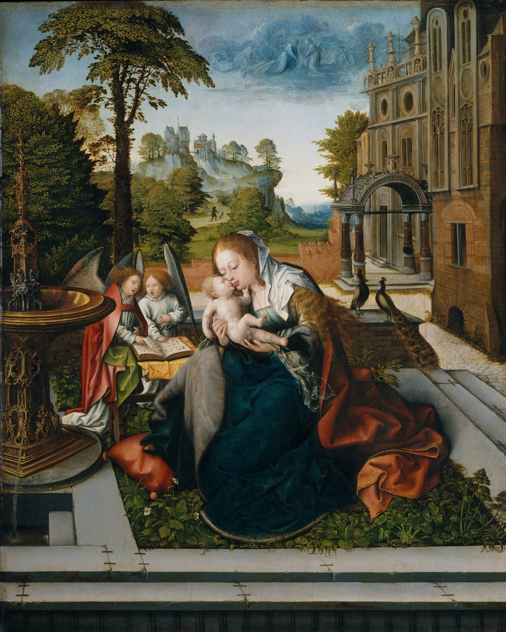 Dziewica i Dzieciątko z Aniołami, ok.1518 autorstwa Bernard van Orley