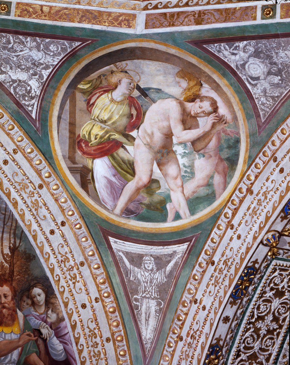Wypędzenie Adama i Ewy, z pendentu kopuły, 1532-36 autorstwa Bernardino Luini