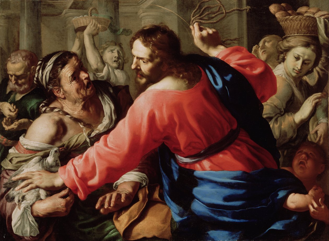 Chrystus oczyszcza świątynię autorstwa Bernardino Mei