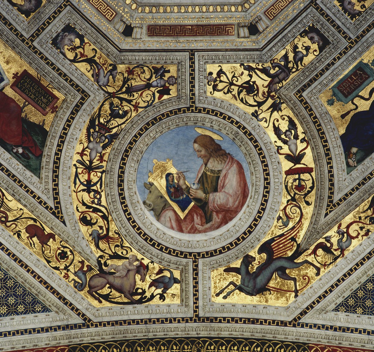 Sklepienie prezbiterium z Łukaszem Ewangelistą, Santa Maria del Popolo, Rzym, ok.1484-92 autorstwa Bernardino di Betto Pinturicchio