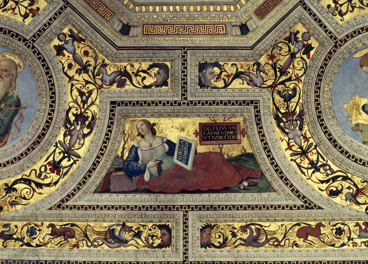 Sklepienie prezbiterium z sybilą kimeryjską, Santa Maria del Popolo, Rzym, ok.1484-92 autorstwa Bernardino di Betto Pinturicchio