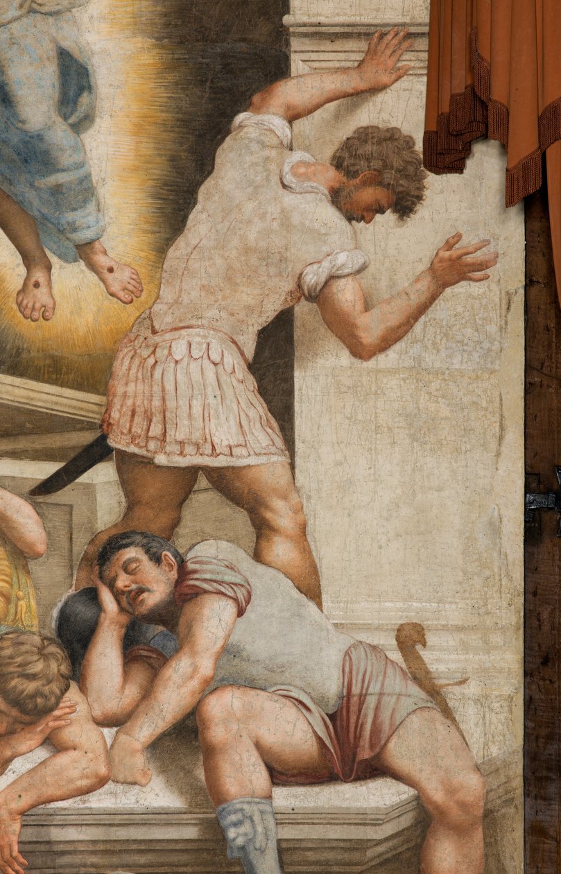 Kontrfaccata, Bernardino Gatti, Zmartwychwstanie 1529, Detal autorstwa Bernardino Gatti