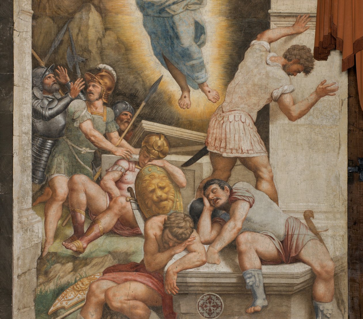 Kontrfaccata, Bernardino Gatti, Zmartwychwstanie 1529, Detal autorstwa Bernardino Gatti