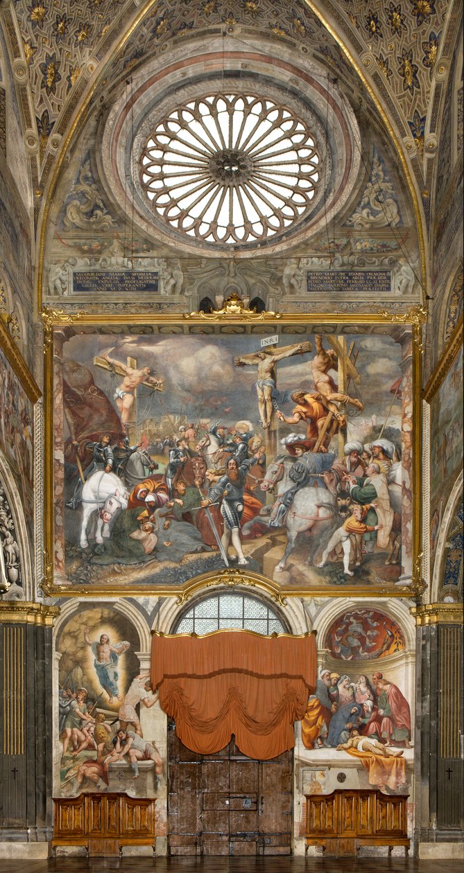 Kontrfaccata, IL Pordenone, Ukrzyżowanie 1520-21, Złożenie 1522, Bernardino Gatti, Zmartwychwstanie 1529 autorstwa Bernardino Gatti