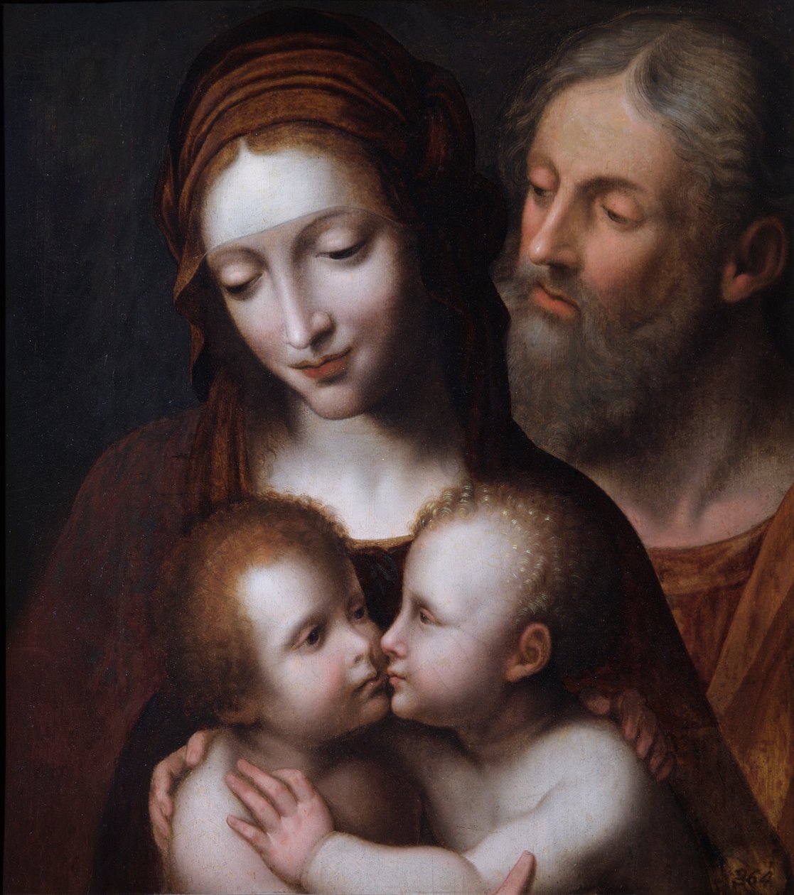 Święta Rodzina z Dzieciątkiem św. Janem (olej na desce jodłowej) autorstwa Bernardino (after) Luini