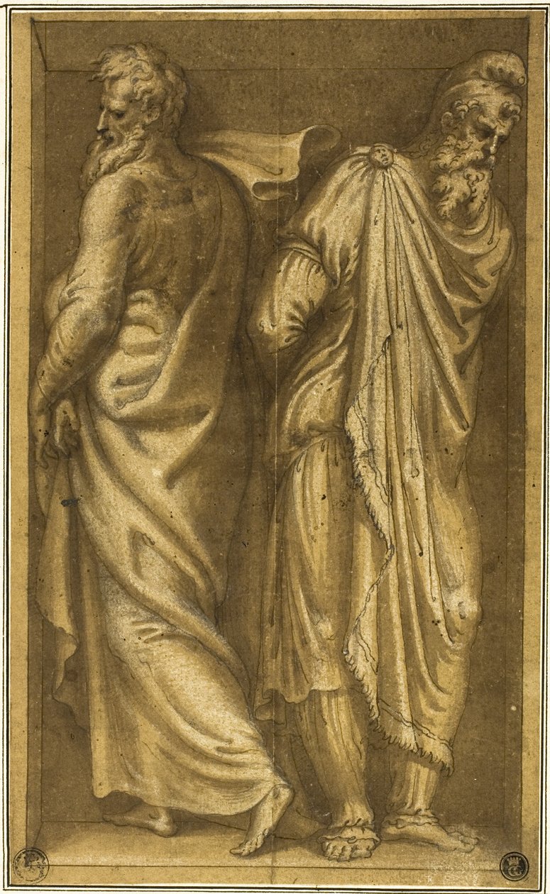 Dwóch stojących więźniów w niszy autorstwa Bernardino Campi