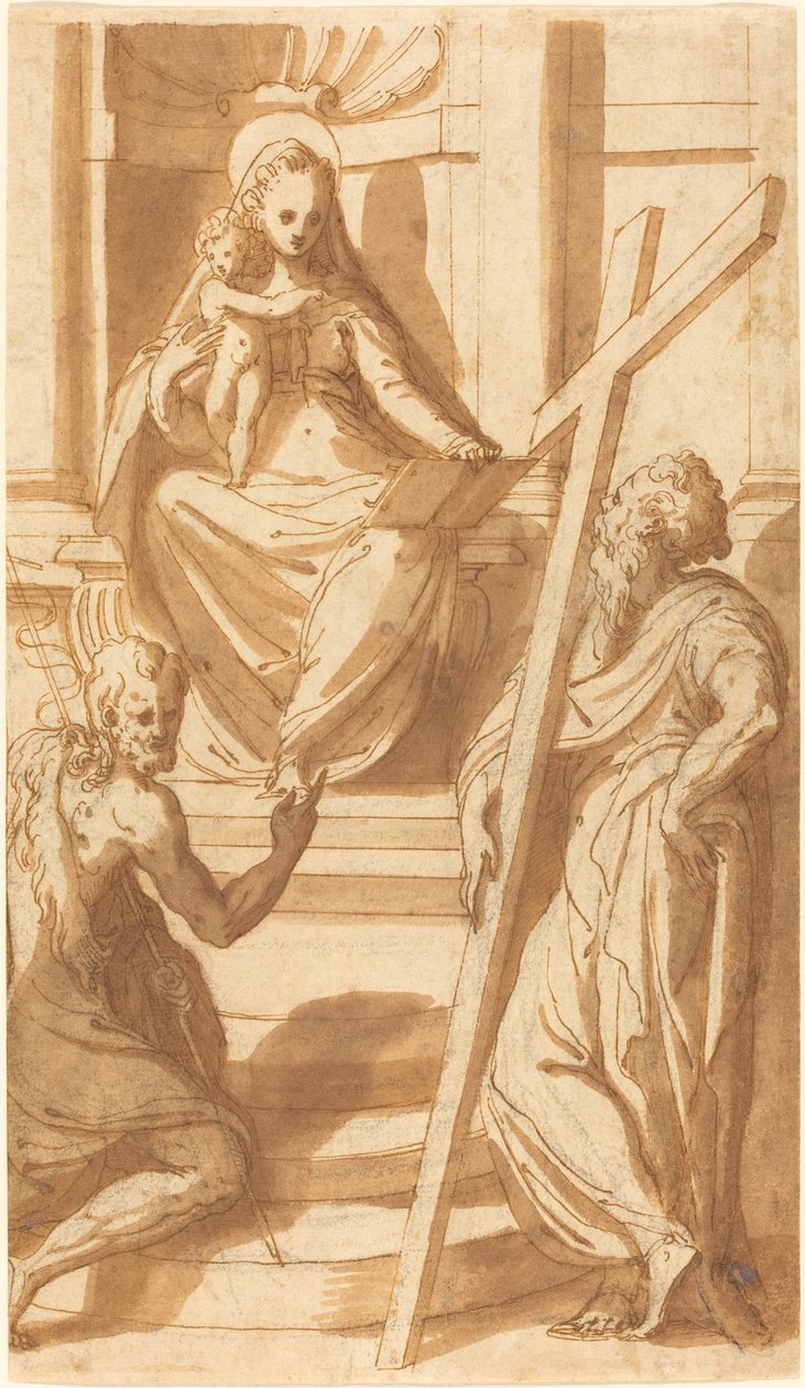 Madonna z Dzieciątkiem na tronie ze św. Janem Chrzcicielem i św. Andrzejem autorstwa Bernardino India