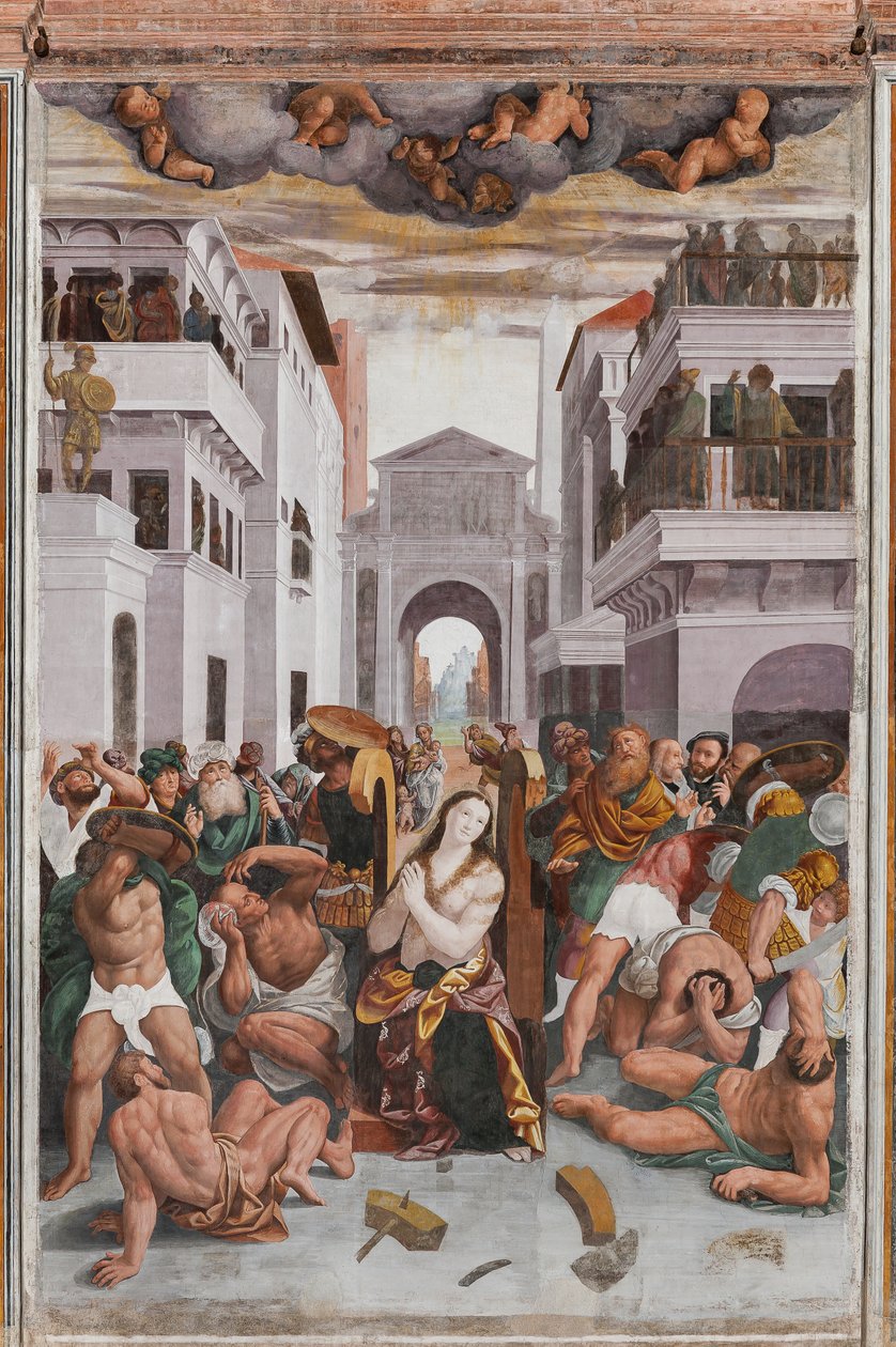 Fragment Męczeństwa św. Katarzyny (fresk) autorstwa Bernardino Lanino