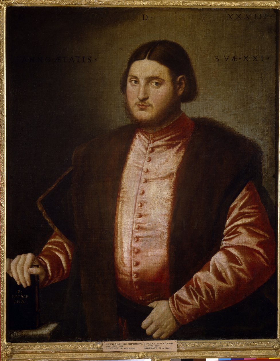 Portret mężczyzny (Portret mężczyzny). Obraz Bernardino Licinio (ok. 1489-ok. 1565), olej na płótnie autorstwa Bernardino Licinio