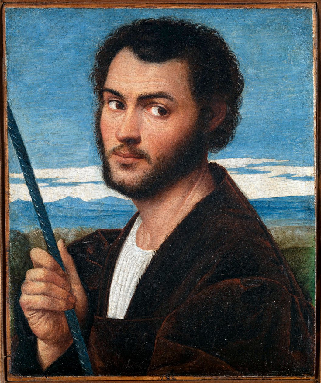 Portret mężczyzny par Licinio, Bernardino (ok. 1489-ok. 1565). Olej na płótnie, format : 32x25,5, I poł. XVI w., Fondazione Cini, Venezia autorstwa Bernardino Licinio