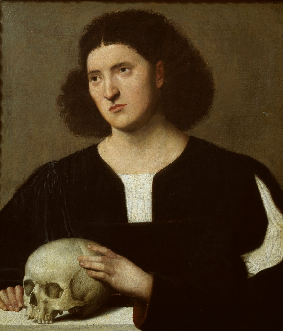 Portret młodego mężczyzny z czaszką, c1510-1515 autorstwa Bernardino Licinio