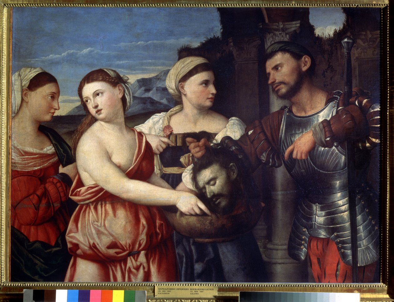 „Salome” Salome trzymająca głowę św. Jana Chrzciciela. Obraz Bernardino Licinio (1489-1565). XVI-wieczne Muzeum Puszkina, Moskwa autorstwa Bernardino Licinio
