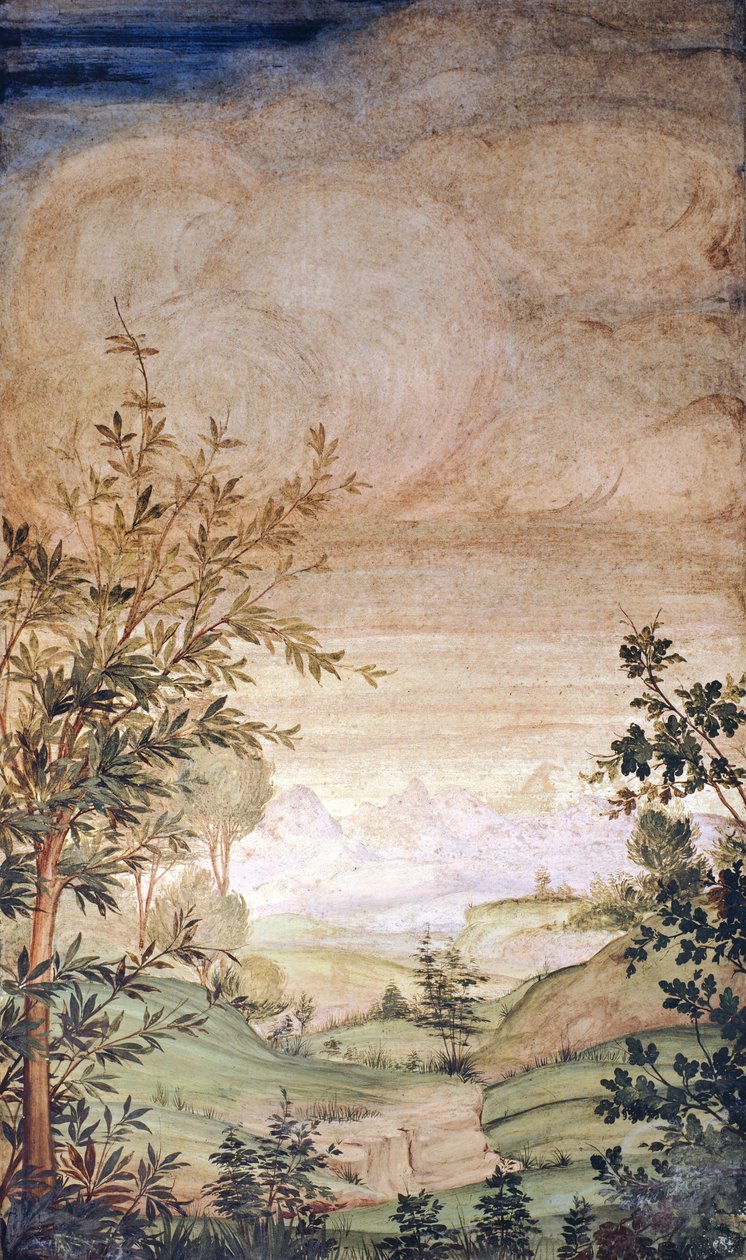Włochy, Mediolan, Kościół San Maurizio, Krajobraz autorstwa Bernardino Luini