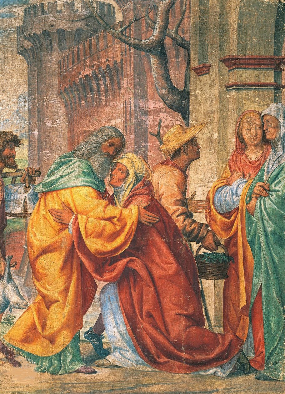 Spotkanie świętych Joachima i Anny pod Złotą Bramą, ok. godz. 1520. autorstwa Bernardino Luini