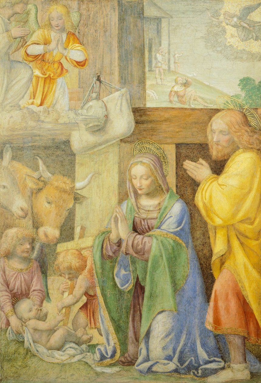 Narodzenia i Zwiastowania Pasterzom, Bernardino Line autorstwa Bernardino Luini