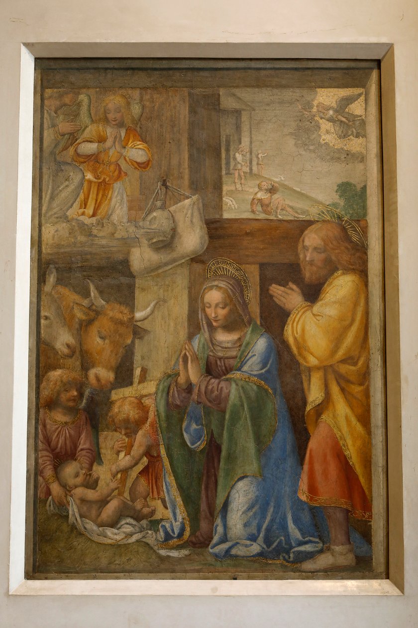 Narodzenia Pańskiego i adoracja pasterzy, ok. godz. 1520-1525 (olej na panelu) autorstwa Bernardino Luini