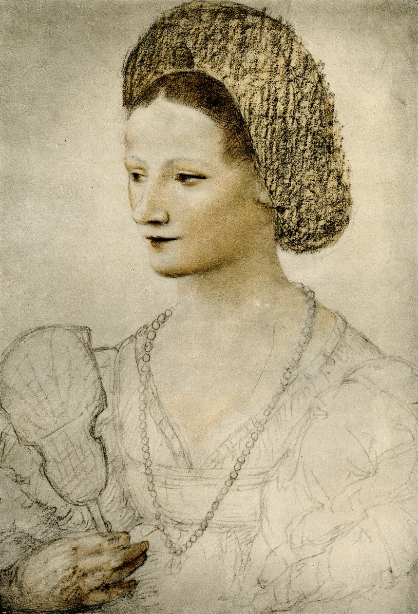 Portret nieznanej kobiety z wachlarzem autorstwa Bernardino Luini