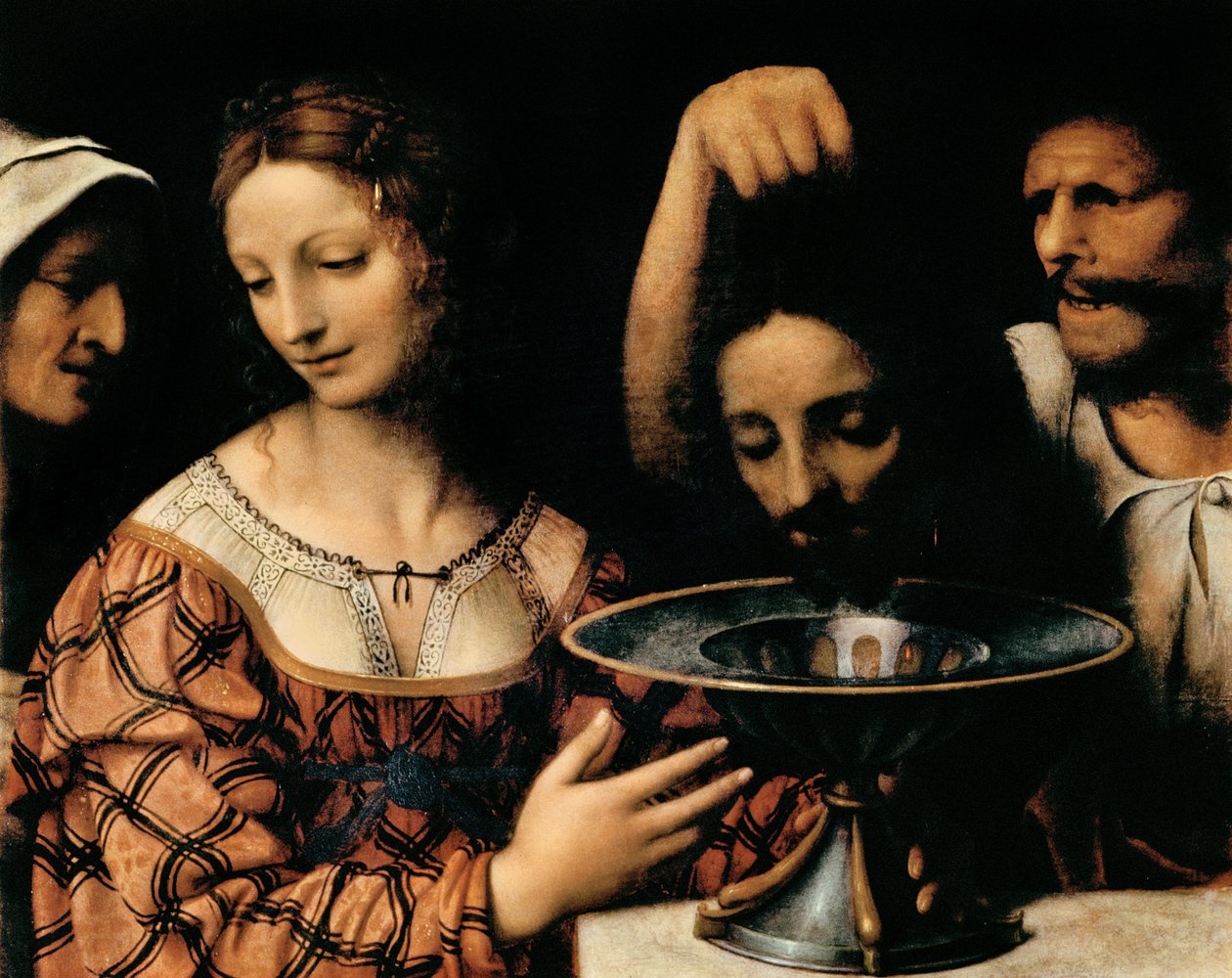 Kat przedstawia Herodowi głowę Jana Chrzciciela, 1527-31 (tempera na płycie) autorstwa Bernardino Luini