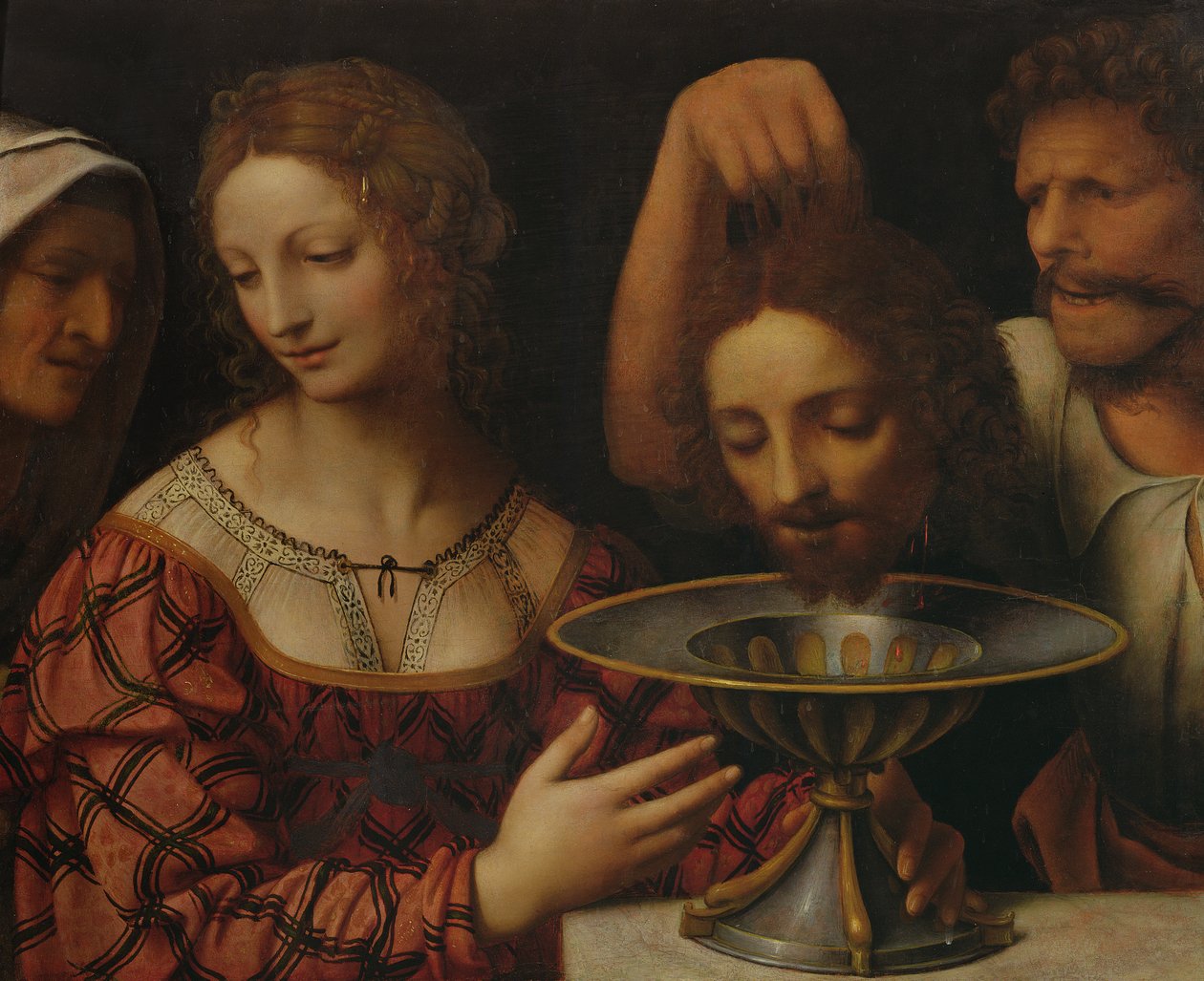 Kat przedstawiający Herodiadzie głowę Jana Chrzciciela, 1527 autorstwa Bernardino Luini