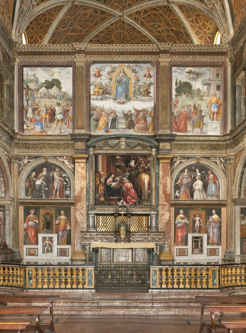 Widok na freski z Adoracją Trzech Króli autorstwa Bernardino Luini