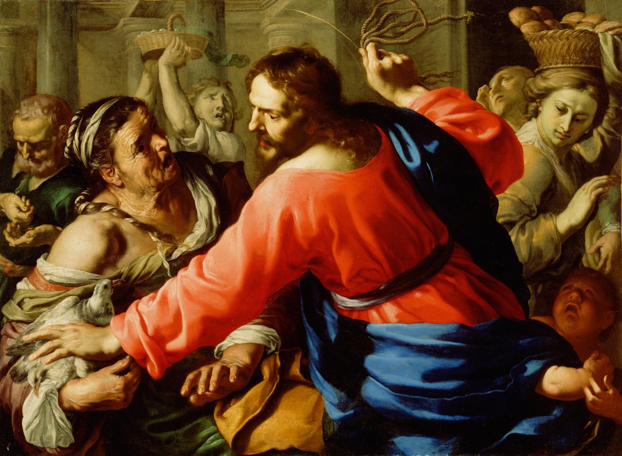 Chrystus oczyszcza świątynię, ok. 1655 (olej na płótnie) autorstwa Bernardino Mei