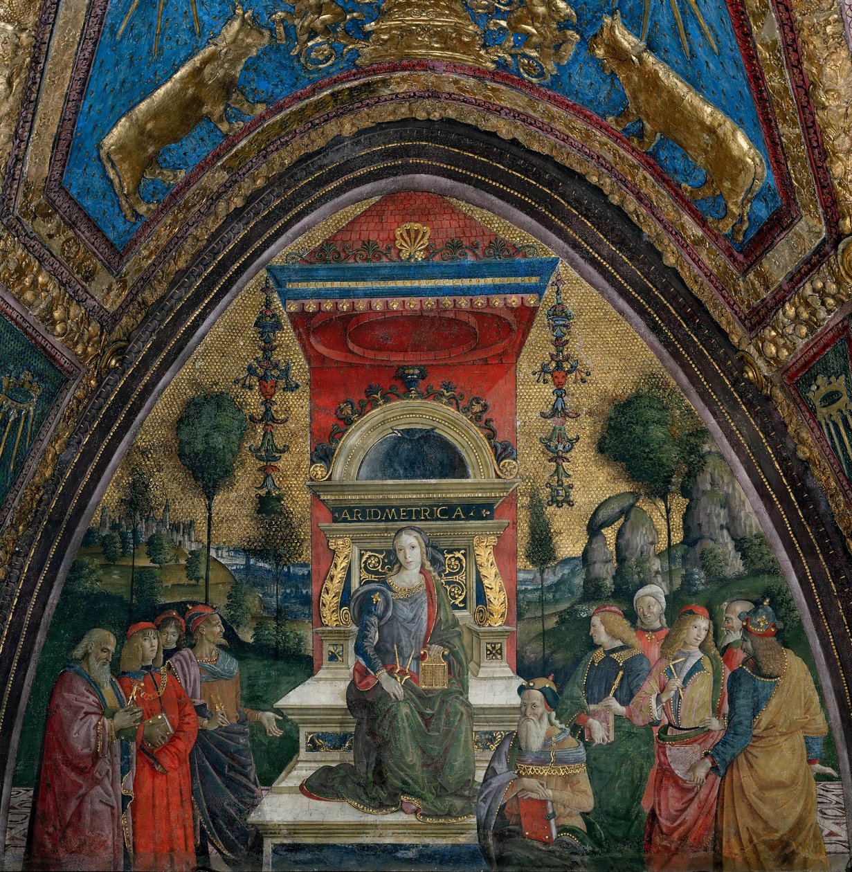 Arytmetyka, 1492-1494. autorstwa Bernardino Pinturicchio