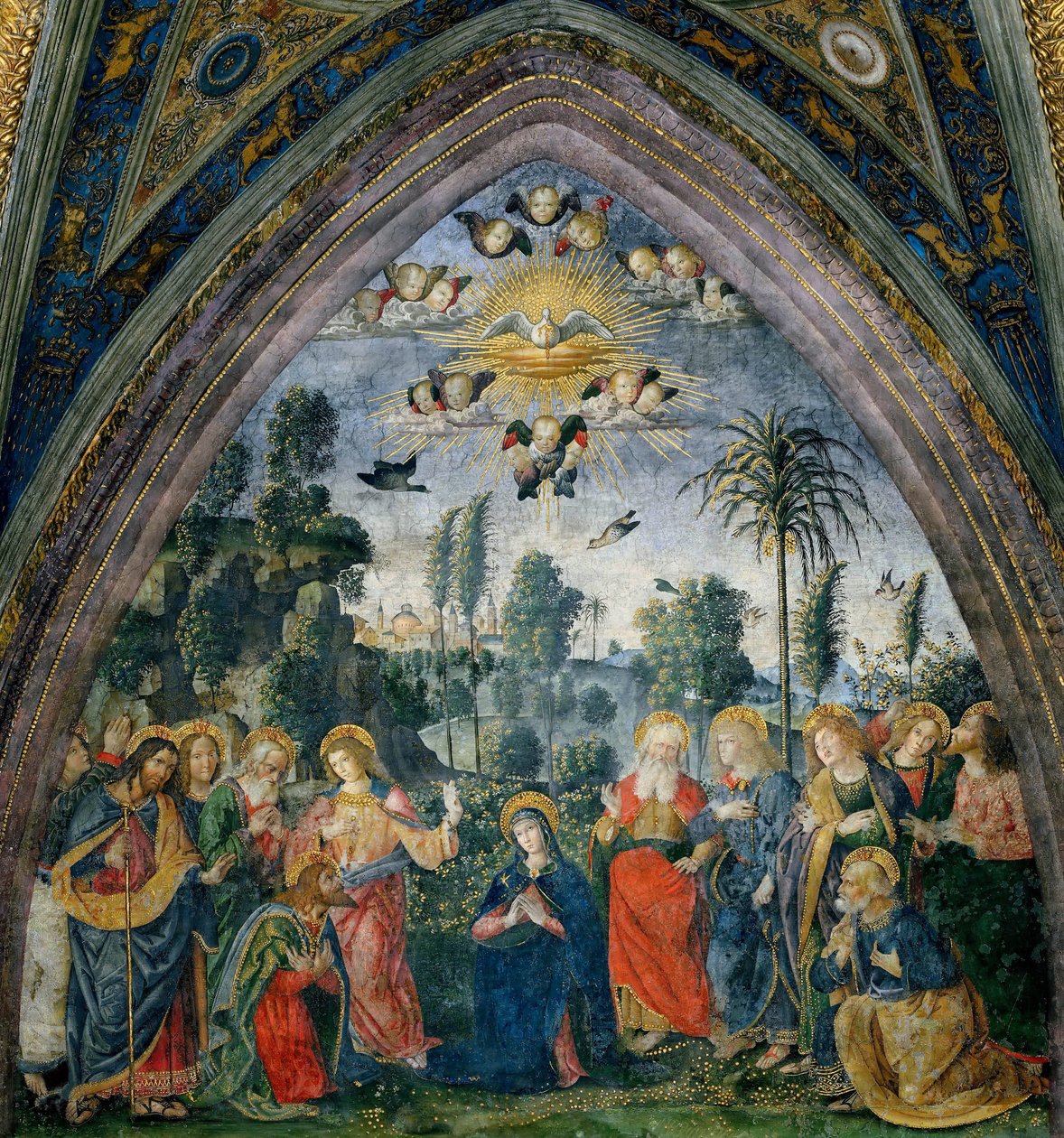 Zejście Ducha Świętego Pięćdziesiątnica, 1492-1495. autorstwa Bernardino Pinturicchio