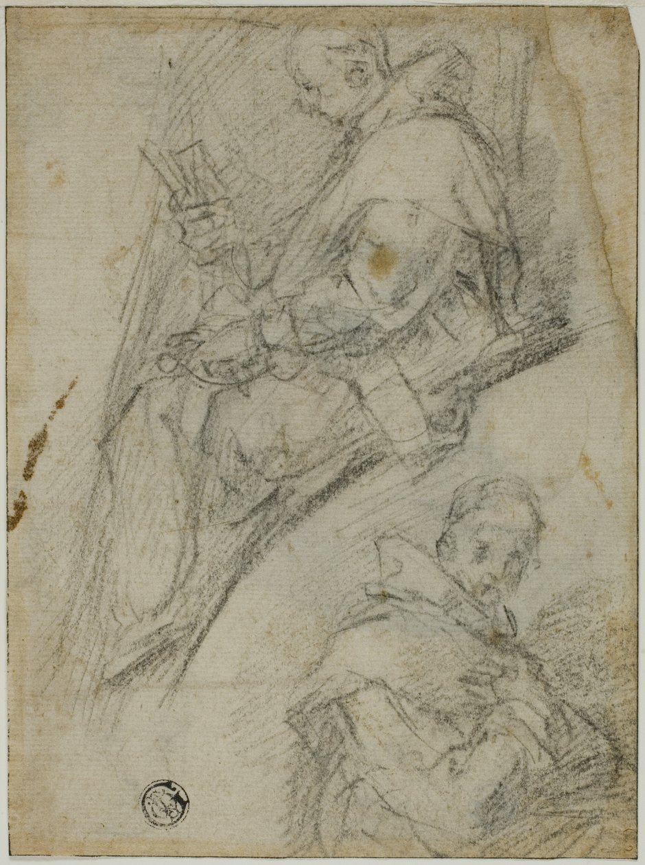 Dwa Studia Kartuzów (recto); Trzy szkice głów kartuzów (verso) autorstwa Bernardino Poccetti