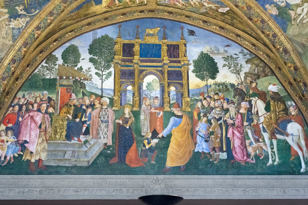 Dysputa św. Katarzyny, Sala Świętych, apartamenty Borgia (fresk) autorstwa Bernardino di Betto (& studio) Pinturicchio