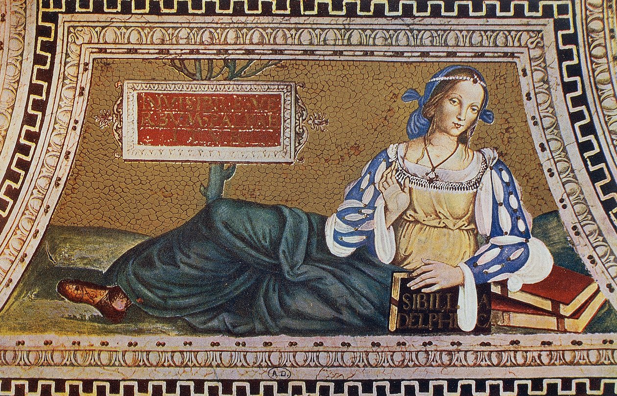 Sybilla z Delf, Grawer z mozaiki Bernardino Pinturicchio (ok. 1452-1513) w kościele Santa Maria del Popolo w Rzymie autorstwa Bernardino di Betto (after) Pinturicchio