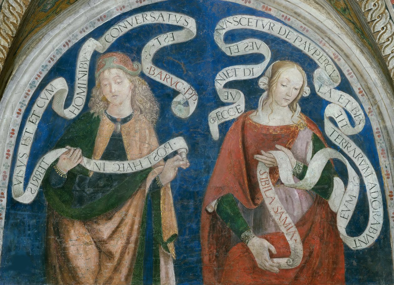 Le profete Baruch et la sibylle samienne - Prorok Baruch i Sybilla Samańska, autorstwa Pinturicchio, Bernardino, Warsztat (1454-1513). Fresk autorstwa Bernardino di Betto (workshop of) Pinturicchio