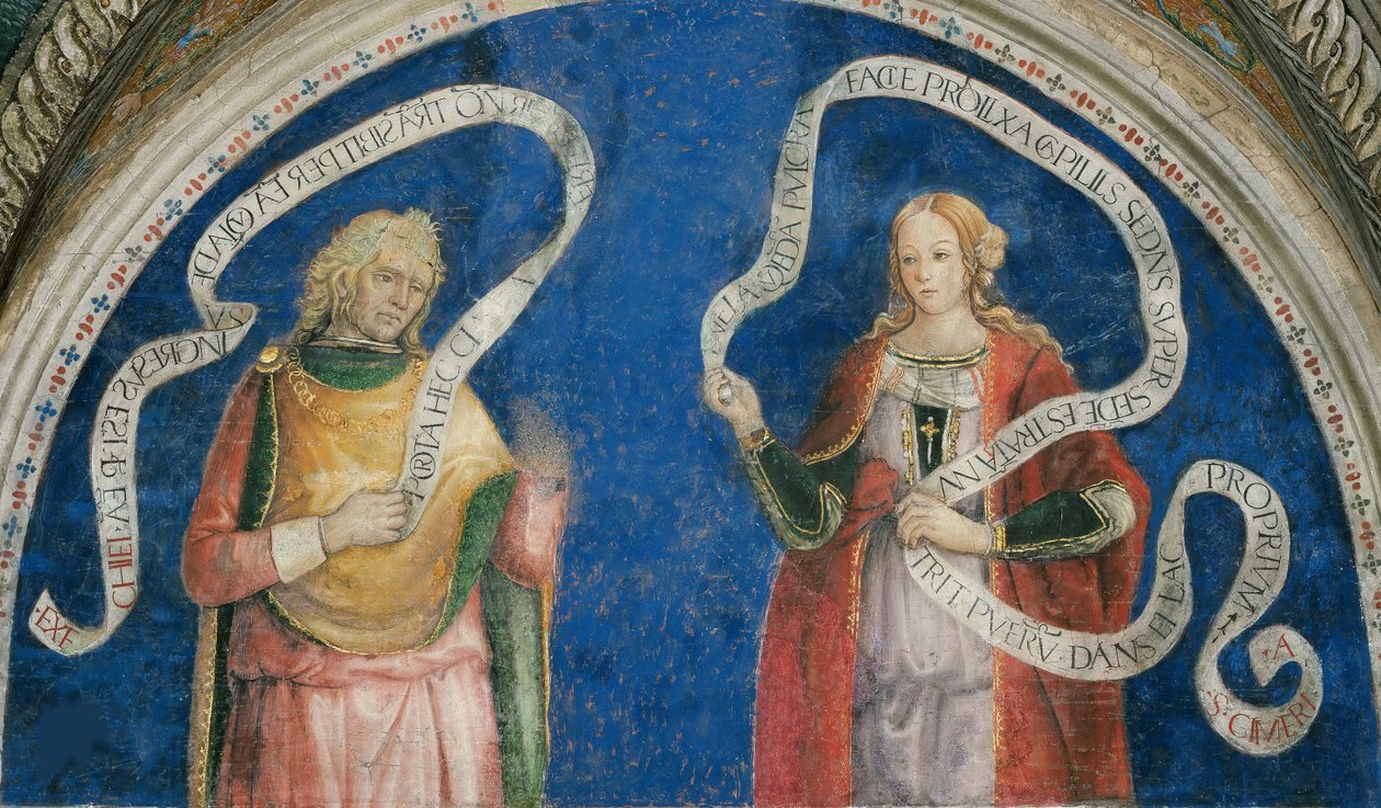 Le profete Ezechiel et la sibylle cimmerienne - Prorok Ezechiel i Cymeryjska Sybilla, autorstwa Pinturicchio, Bernardino, Warsztat z (1454-1513). Fresk autorstwa Bernardino di Betto (workshop of) Pinturicchio