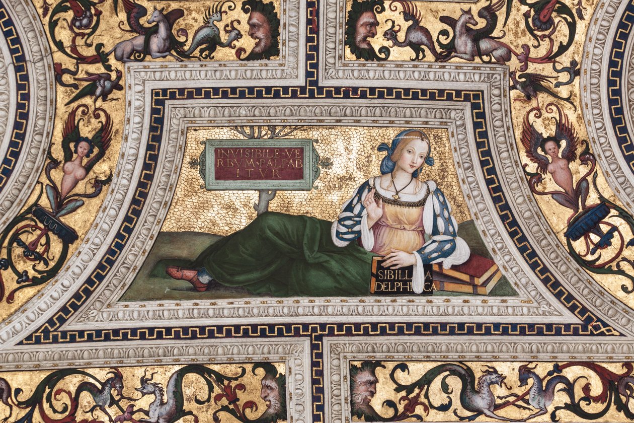 Sybilla delficka, fragment Sybilli (fresk) autorstwa Bernardino di Betto Pinturicchio