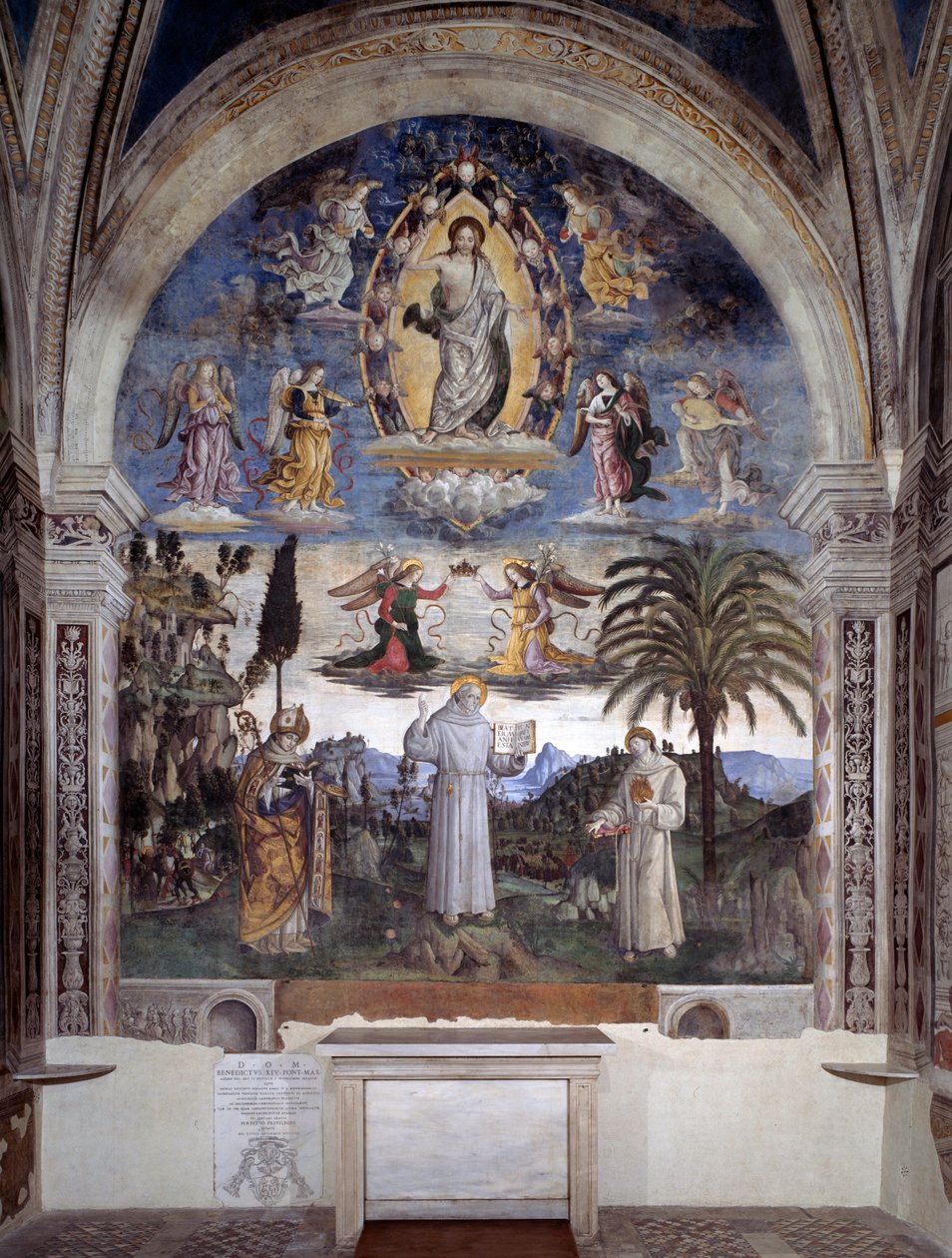 Chwała Bernardino ze Sieny (fresk, c.1486) autorstwa Bernardino di Betto Pinturicchio