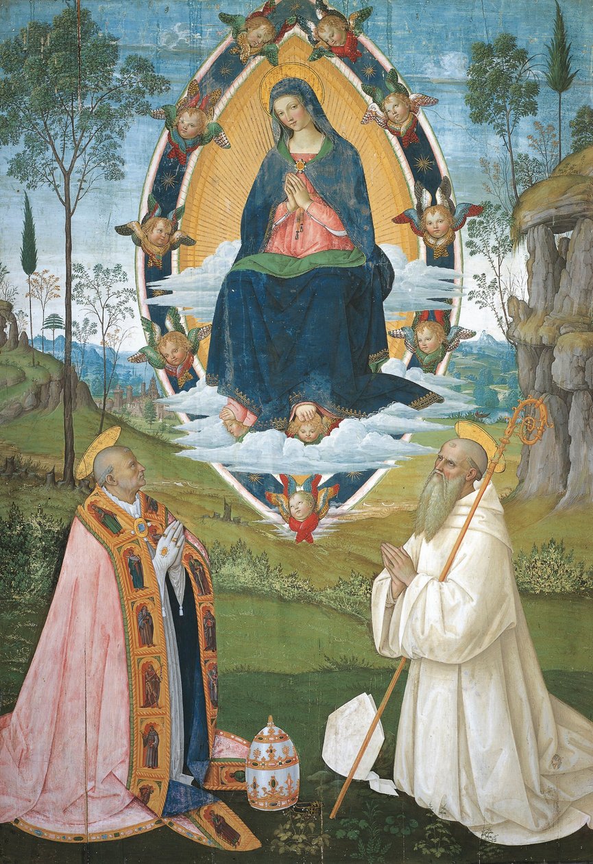 Madonna z Grzegorzem Wielkim i św. Benedyktem autorstwa Bernardino di Betto Pinturicchio