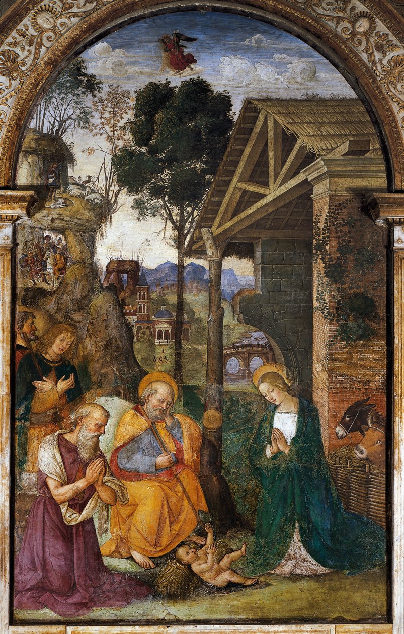 Szopka ze św. Hieronima, młodzieńczy fresk Bernardino Betti znany jako Il Pinturicchio autorstwa Bernardino di Betto Pinturicchio
