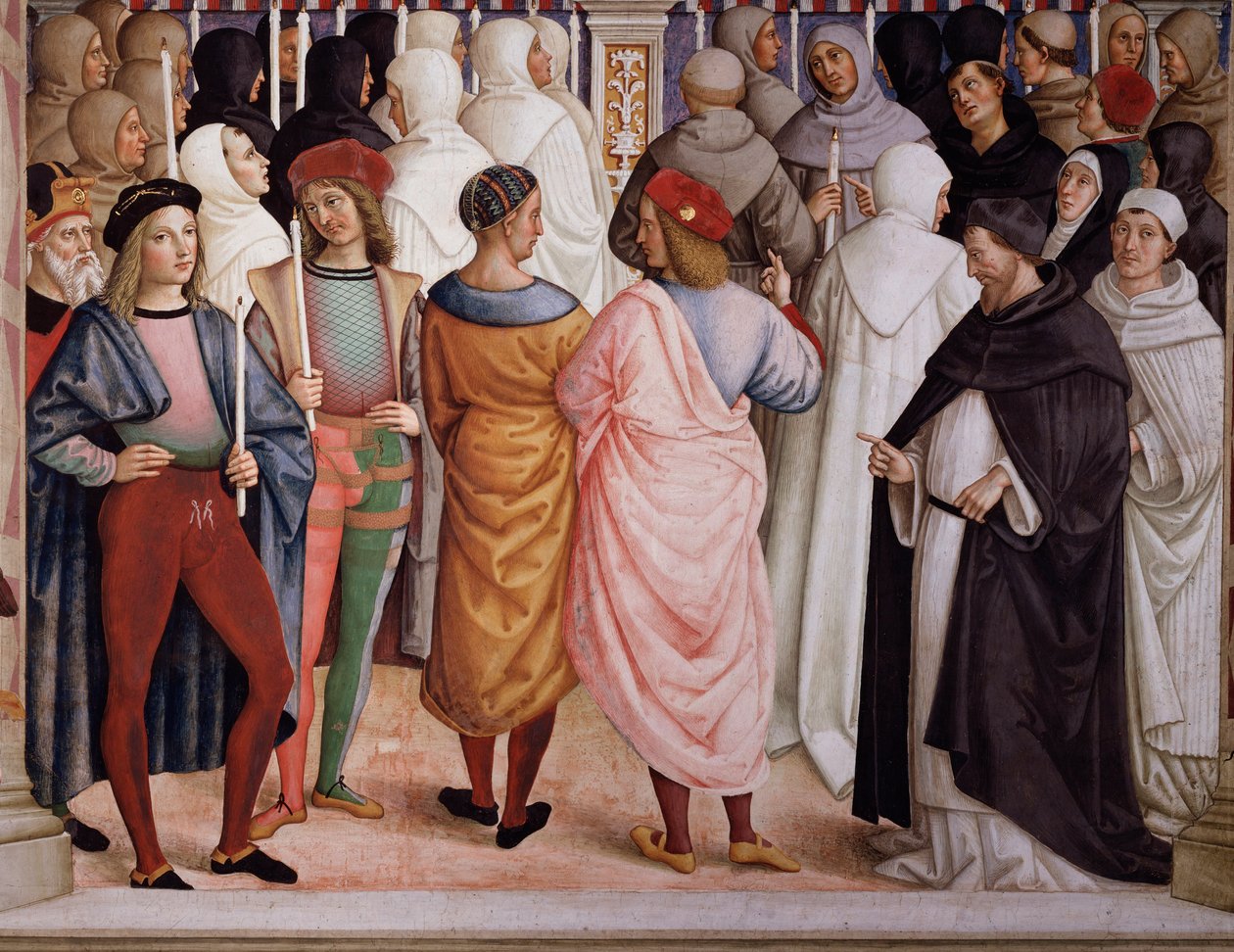Pius II kanonizował św. Katarzynę ze Sieny w 1461 roku. Szczegół - Fresk autorstwa Bernardino di Betto Pinturicchio